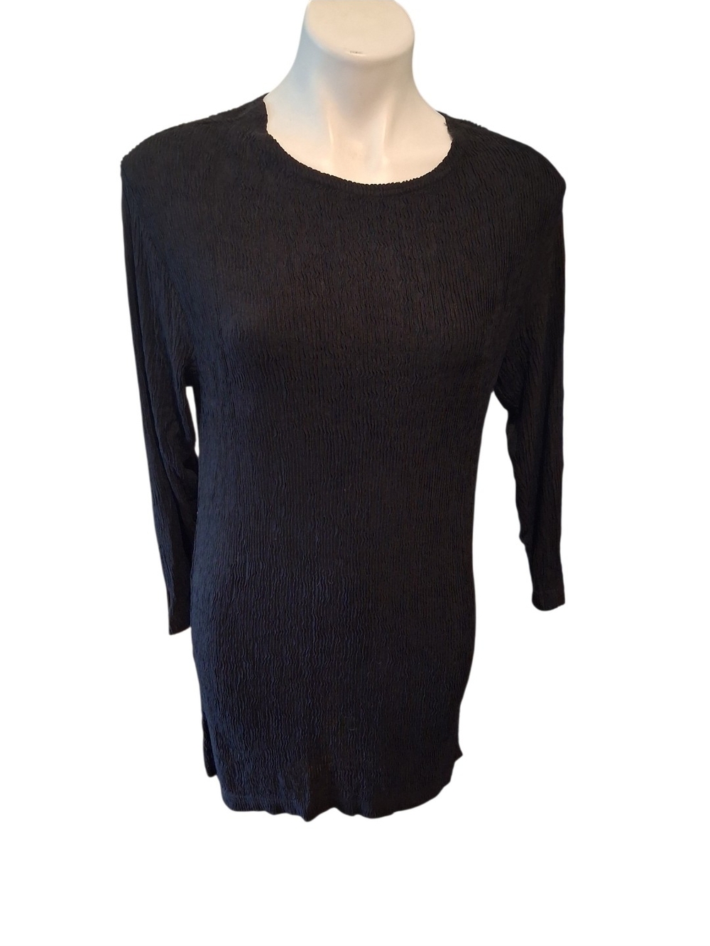 Long Sleeve Black Textured Women's Dress